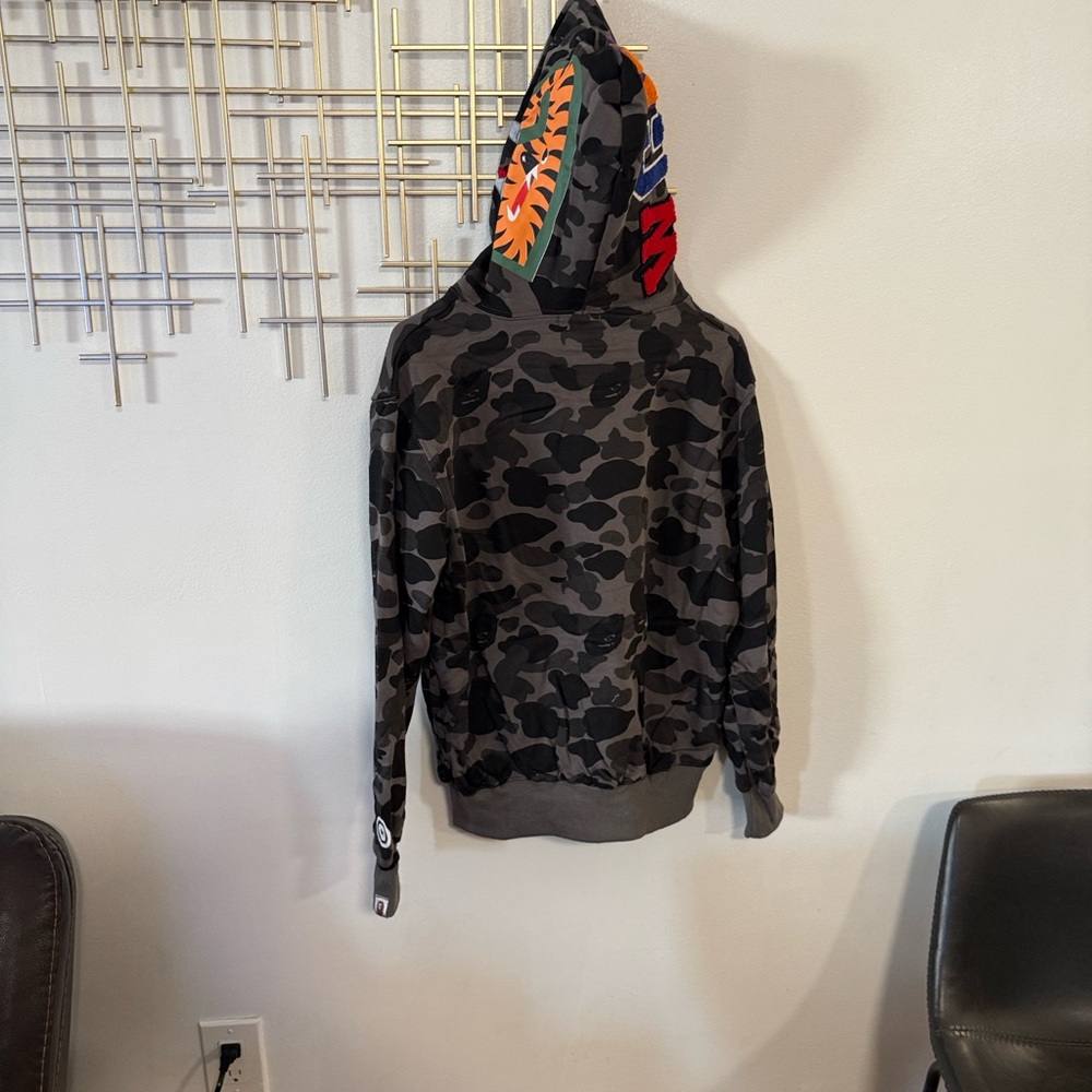Camouflage Hoodie shark full zip A Bathing Ape,Size L Word Wone Mad